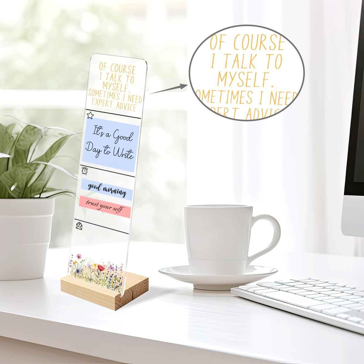 Note to Self Motivational Decor Sticky Note Holder, Mental Health Monitor Memo Board Decorations for School Counseling Office Therapy Desktop Art Decoration School Counselor, Therapist Office Gifts