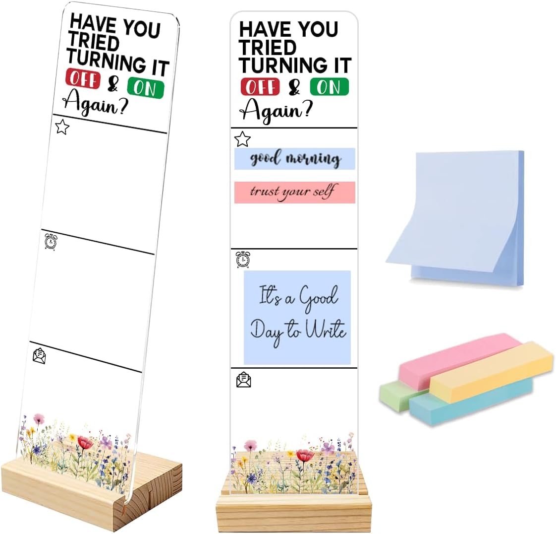 Note to Self Motivational Decor Sticky Note Holder, Mental Health Monitor Memo Board Decorations for School Counseling Office Therapy Desktop Art Decoration School Counselor, Therapist Office Gifts
