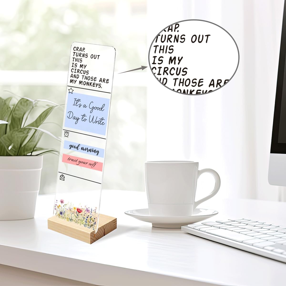 Note to Self Motivational Decor Sticky Note Holder, Mental Health Monitor Memo Board Decorations for School Counseling Office Therapy Desktop Art Decoration School Counselor, Therapist Office Gifts