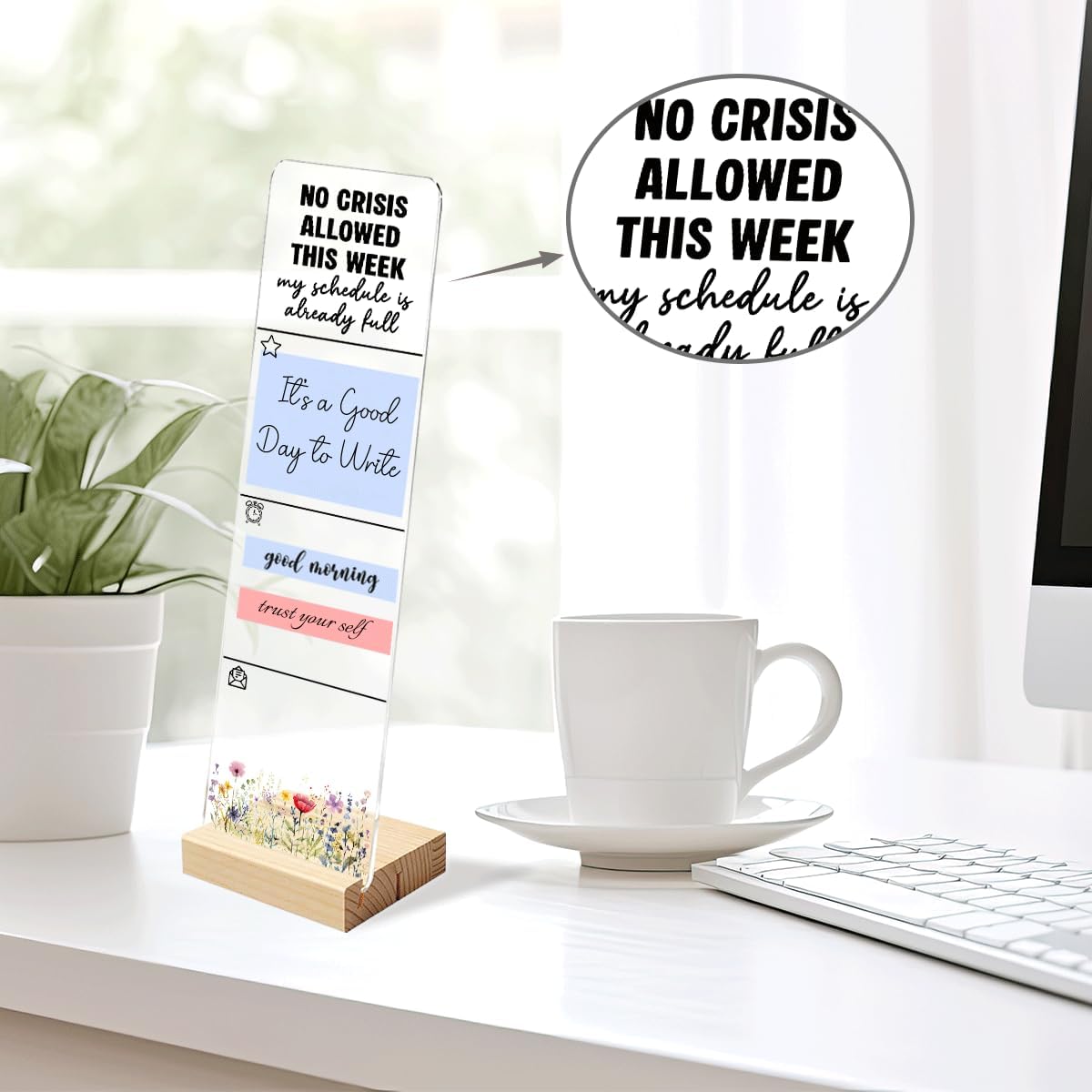 Note to Self Motivational Decor Sticky Note Holder, Mental Health Monitor Memo Board Decorations for School Counseling Office Therapy Desktop Art Decoration School Counselor, Therapist Office Gifts