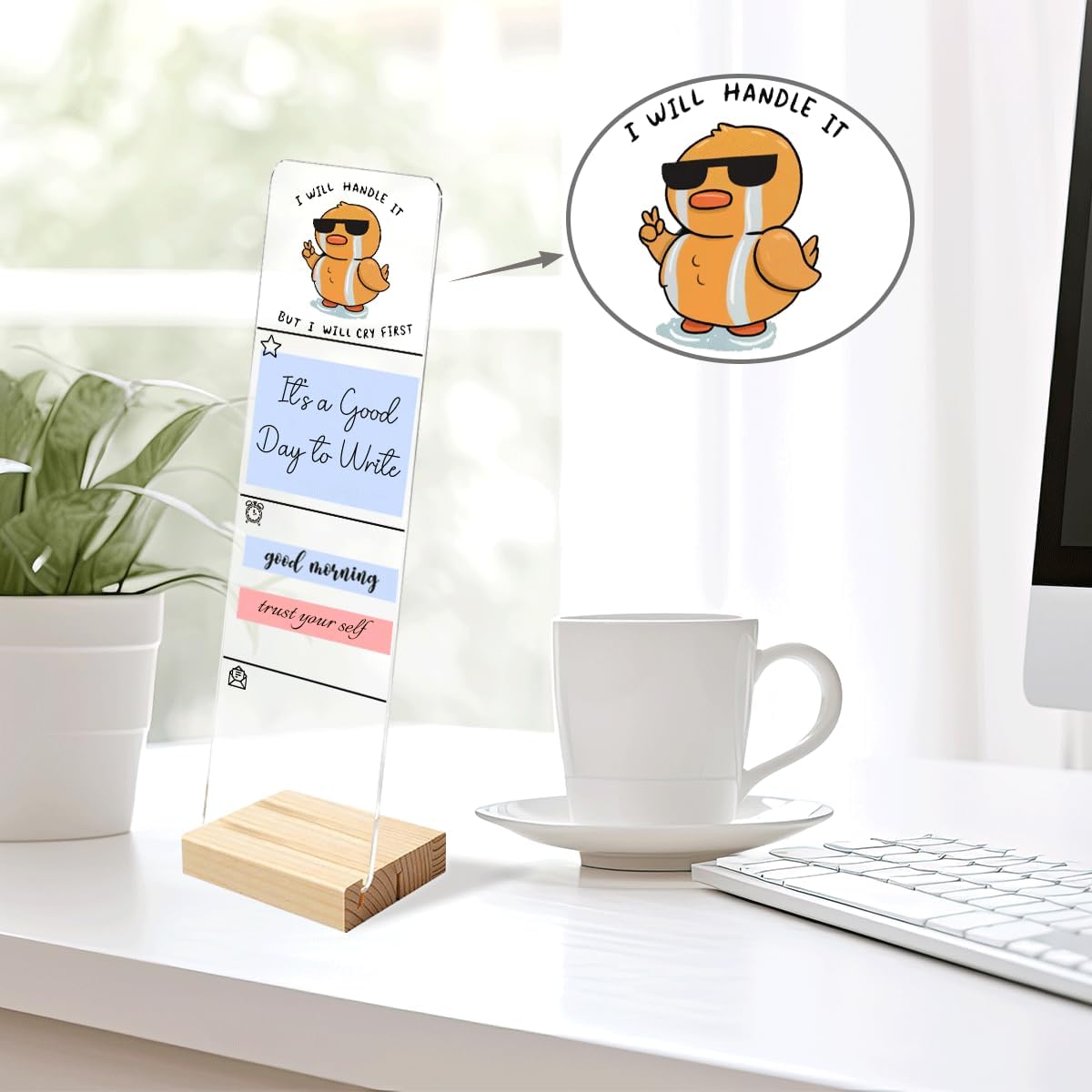 Note to Self Motivational Decor Sticky Note Holder, Mental Health Monitor Memo Board Decorations for School Counseling Office Therapy Desktop Art Decoration School Counselor, Therapist Office Gifts
