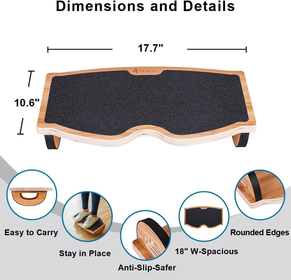 Under Desk Footrest, Wooden Rocking Foot Rest, 350lbs, Non-Slip