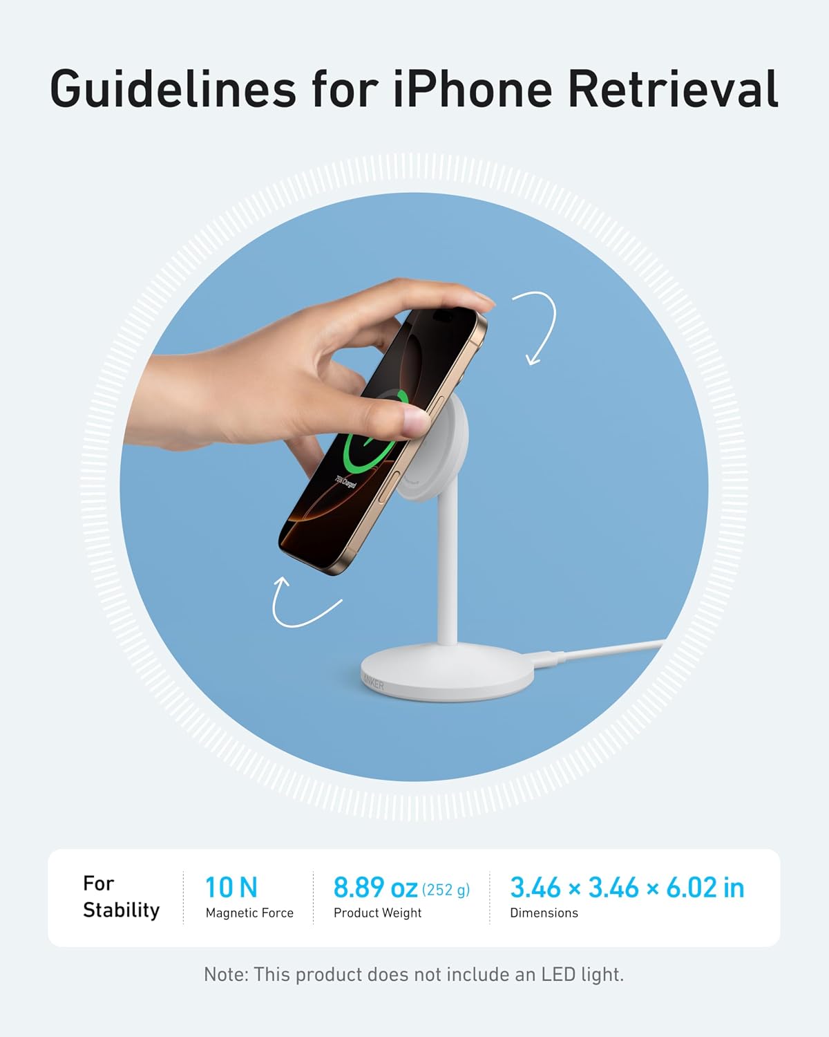MagSafe Charger, MagGo Qi2 15W 360-Degree Wireless Charger Stand