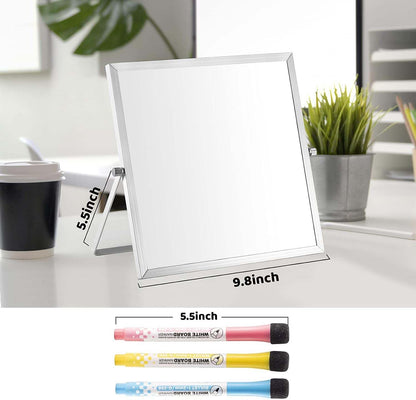 Small Dry Erase Board, 10" X 10" Small Whiteboard with Stand, Portable Magnetic Tabletop Erase Board for Kids Drawing, Desktop for Students Kids Home Office