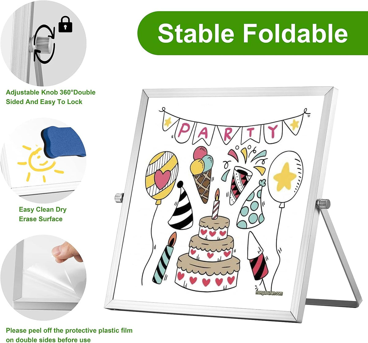Small Dry Erase Board, 10" X 10" Small Whiteboard with Stand, Portable Magnetic Tabletop Erase Board for Kids Drawing, Desktop for Students Kids Home Office