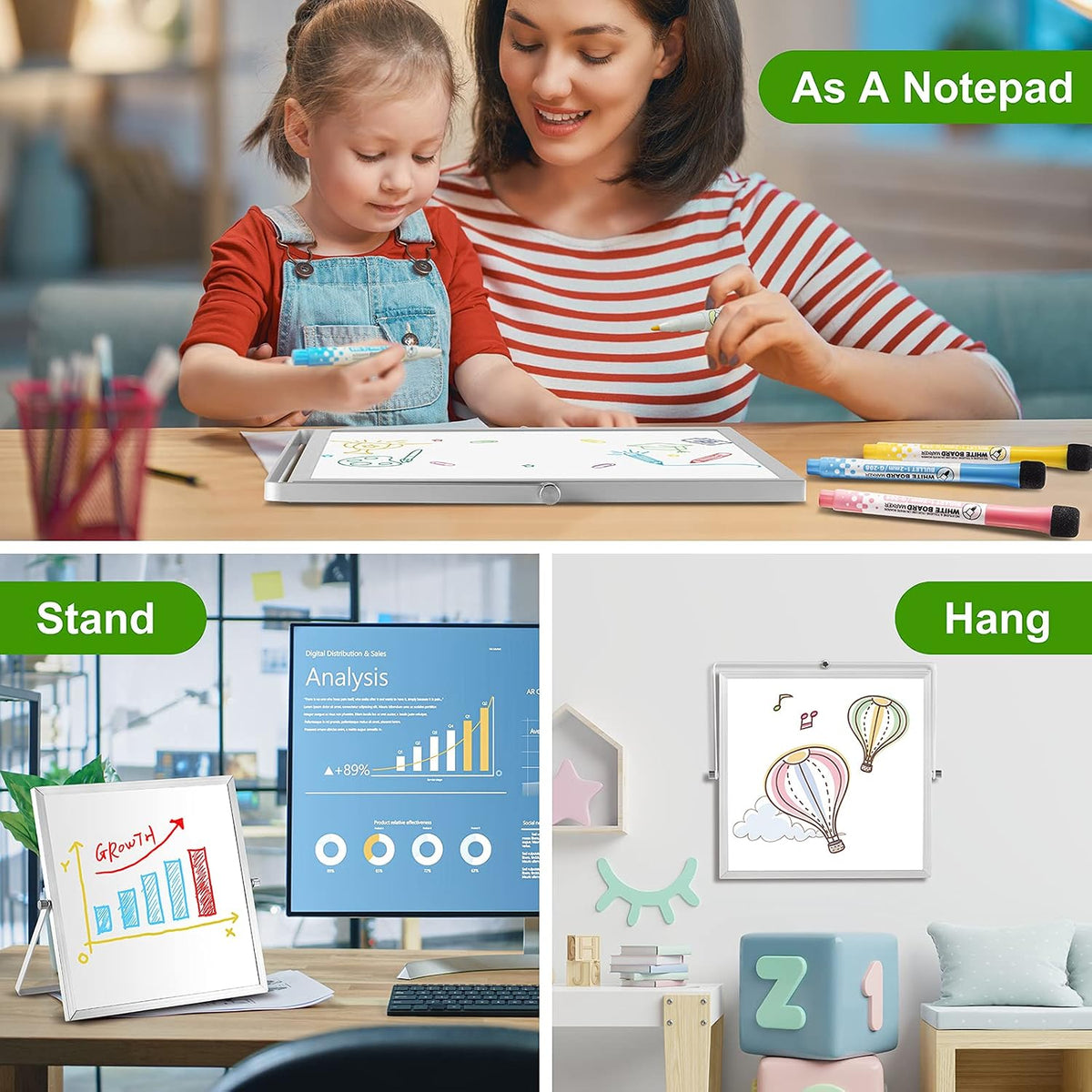 Small Dry Erase Board, 10" X 10" Small Whiteboard with Stand, Portable Magnetic Tabletop Erase Board for Kids Drawing, Desktop for Students Kids Home Office
