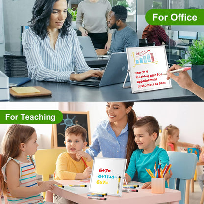 Small Dry Erase Board, 10" X 10" Small Whiteboard with Stand, Portable Magnetic Tabletop Erase Board for Kids Drawing, Desktop for Students Kids Home Office