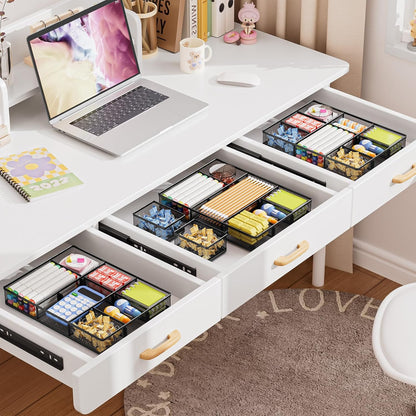 3 Packs Desk Drawer Organizers, Metal Mesh Dividers Desk Drawer Organizer Tray with 9 Adjustable Compartments, Pen Organizer for Drawer Tray Box Accessories for Desktop,Kitchen, Makeup