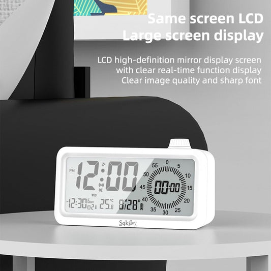 Visual Digital Timer for Kids with LCD Display,3-Level Adjustable Backlight,Temperature Date,Silent Operation,3 Alarms, Snooze,Type-C Charging for Kids Studying/Office/Sleeping/Kitchen(White)