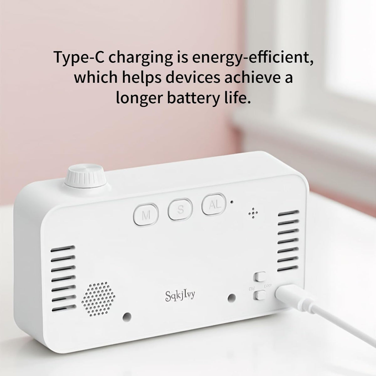 Visual Digital Timer for Kids with LCD Display,3-Level Adjustable Backlight,Temperature Date,Silent Operation,3 Alarms, Snooze,Type-C Charging for Kids Studying/Office/Sleeping/Kitchen(White)