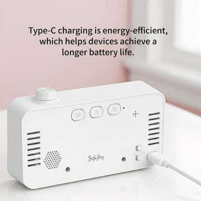 Visual Digital Timer for Kids with LCD Display,3-Level Adjustable Backlight,Temperature Date,Silent Operation,3 Alarms, Snooze,Type-C Charging for Kids Studying/Office/Sleeping/Kitchen(White)