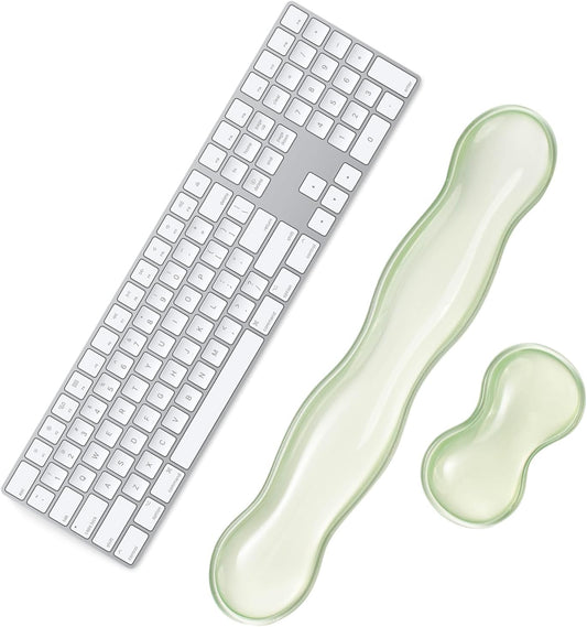 17.12inch Longer Green Gel Wrist Rest Set for Full-Sized Computer Keyboard