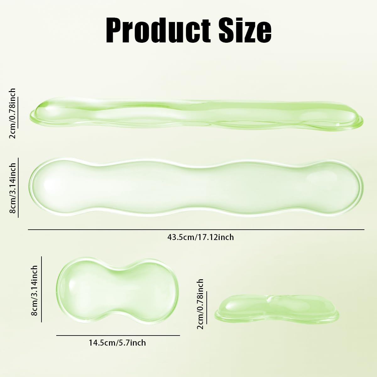 17.12inch Longer Green Gel Wrist Rest Set for Full-Sized Computer Keyboard