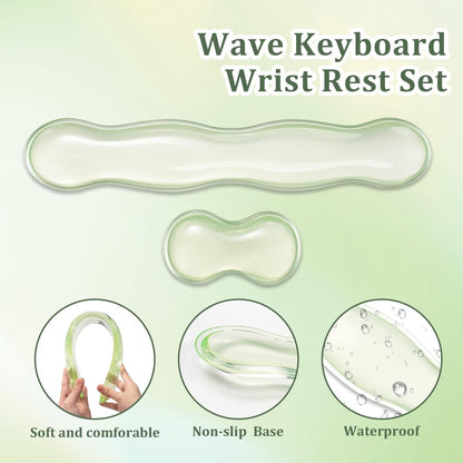 17.12inch Longer Green Gel Wrist Rest Set for Full-Sized Computer Keyboard