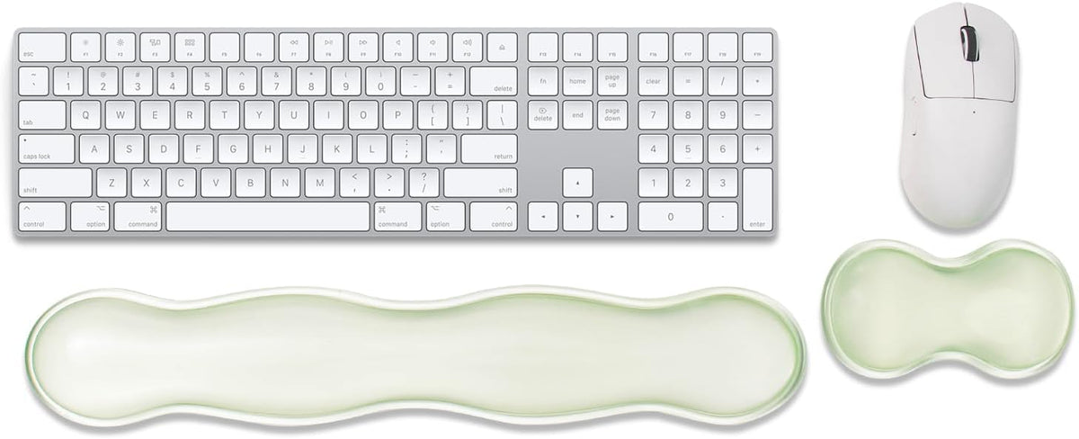17.12inch Longer Green Gel Wrist Rest Set for Full-Sized Computer Keyboard