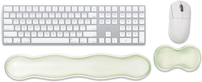 17.12inch Longer Green Gel Wrist Rest Set for Full-Sized Computer Keyboard