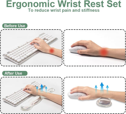 17.12inch Longer Green Gel Wrist Rest Set for Full-Sized Computer Keyboard
