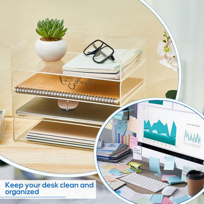 Harloon 4 Tier Paper Organizer Letter Tray Acrylic Desk File Organizer
