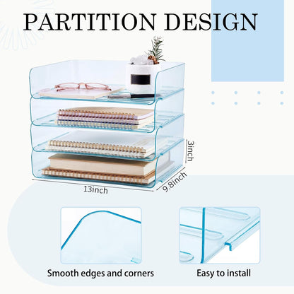 Harloon 4 Tier Paper Organizer Letter Tray Acrylic Desk File Organizer