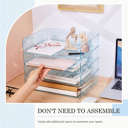 Harloon 4 Tier Paper Organizer Letter Tray Acrylic Desk File Organizer