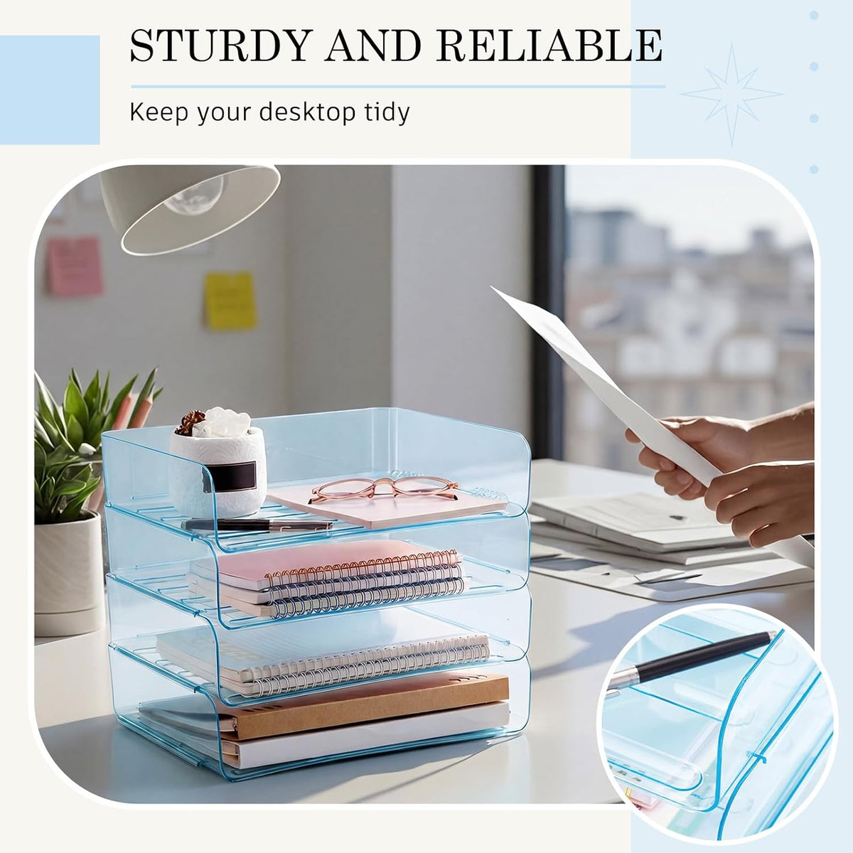 Harloon 4 Tier Paper Organizer Letter Tray Acrylic Desk File Organizer