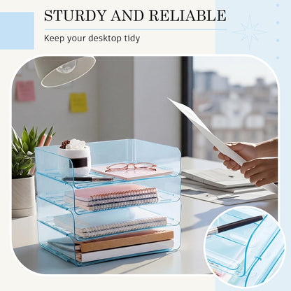 Harloon 4 Tier Paper Organizer Letter Tray Acrylic Desk File Organizer