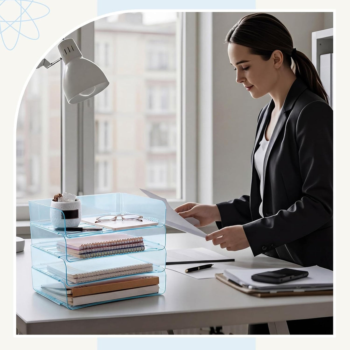 Harloon 4 Tier Paper Organizer Letter Tray Acrylic Desk File Organizer
