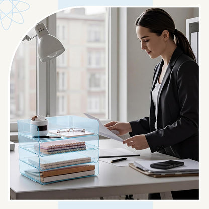 Harloon 4 Tier Paper Organizer Letter Tray Acrylic Desk File Organizer