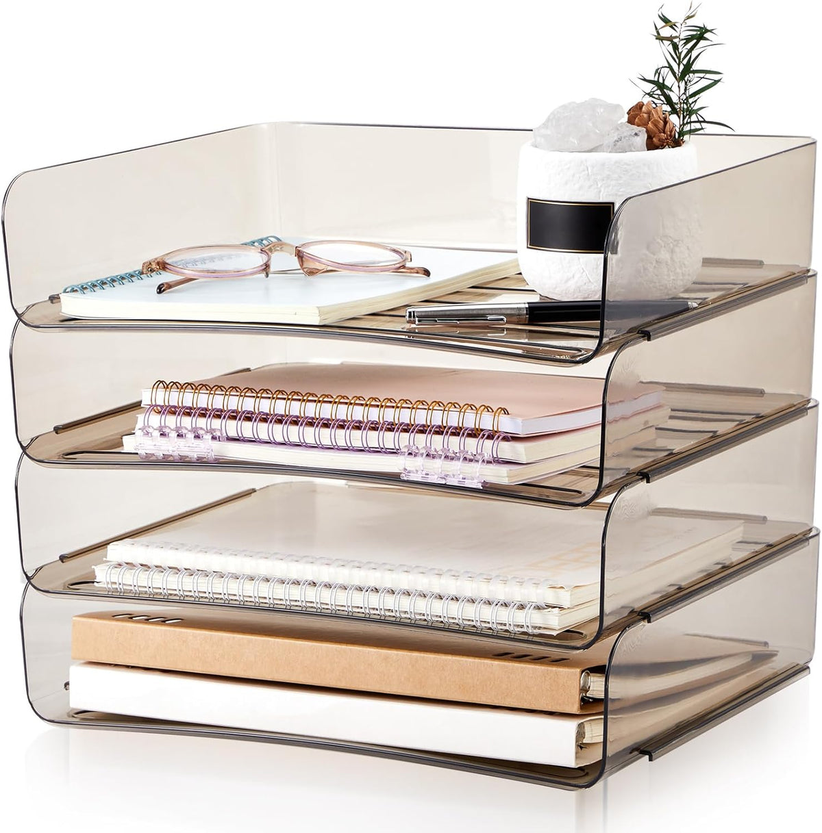 Harloon 4 Tier Paper Organizer Letter Tray Acrylic Desk File Organizer