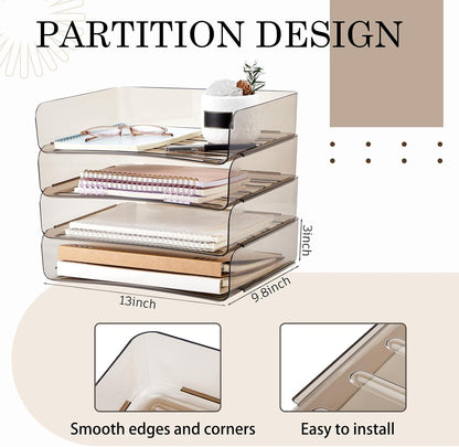 Harloon 4 Tier Paper Organizer Letter Tray Acrylic Desk File Organizer