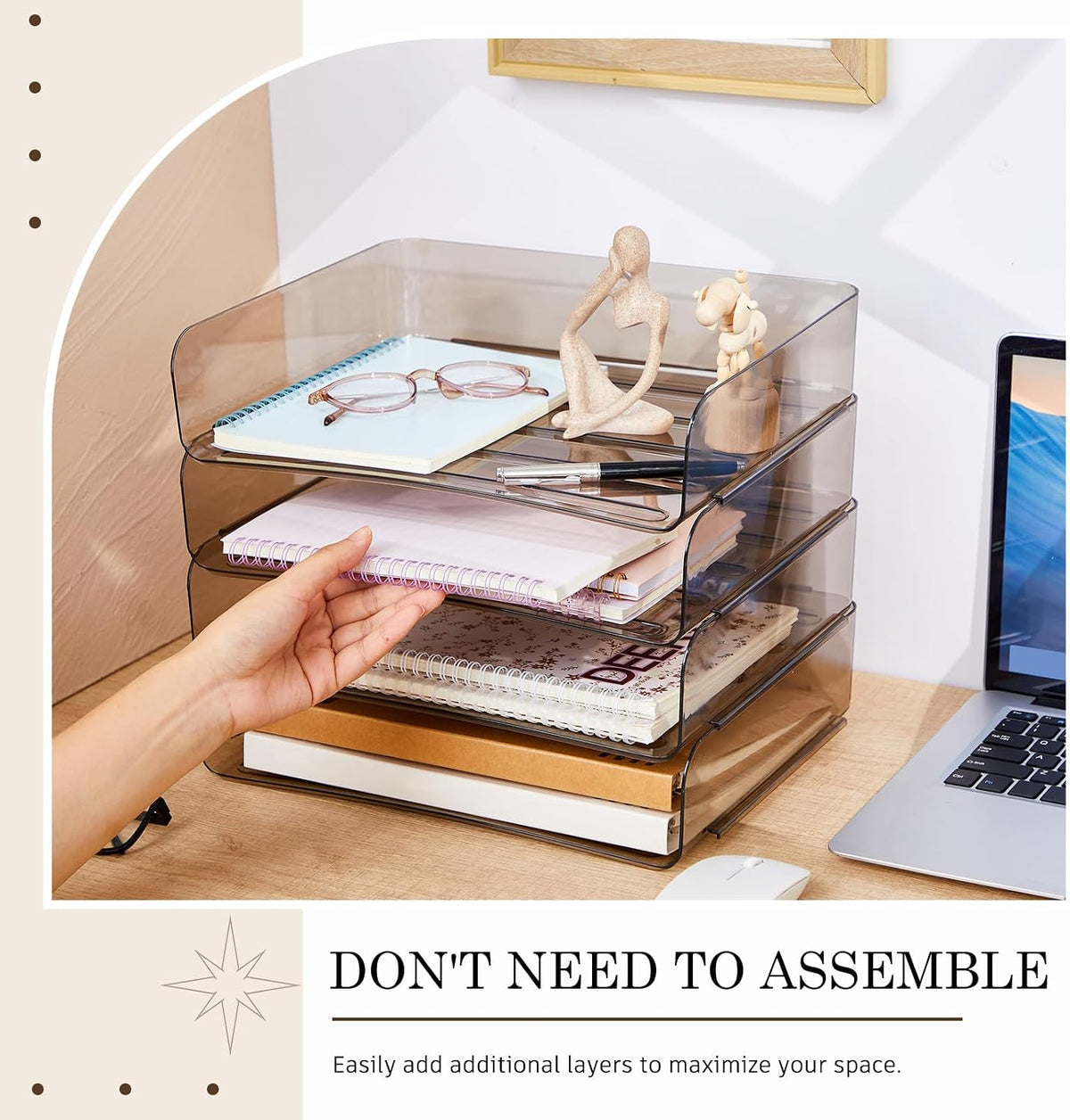 Harloon 4 Tier Paper Organizer Letter Tray Acrylic Desk File Organizer