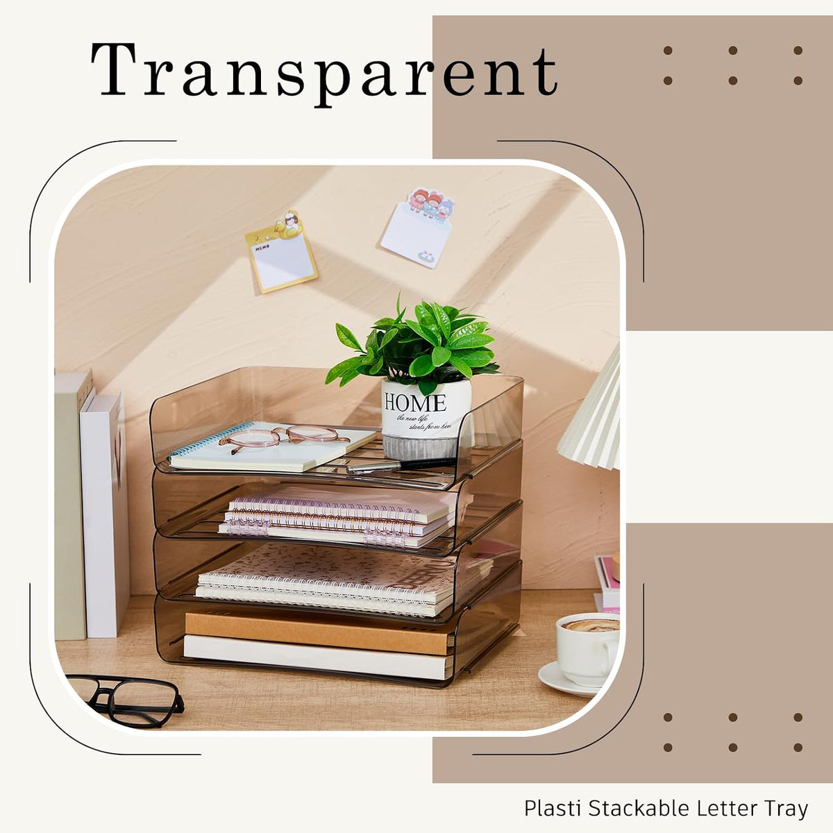 Harloon 4 Tier Paper Organizer Letter Tray Acrylic Desk File Organizer