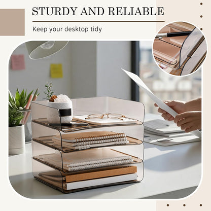 Harloon 4 Tier Paper Organizer Letter Tray Acrylic Desk File Organizer