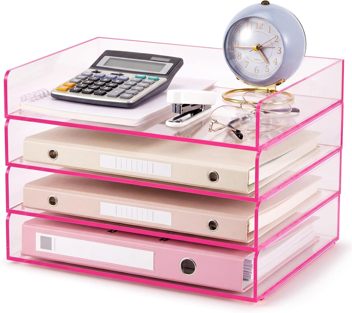 Harloon 4 Tier Paper Organizer Letter Tray Acrylic Desk File Organizer