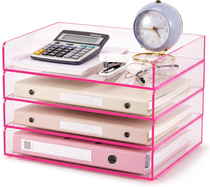 Harloon 4 Tier Paper Organizer Letter Tray Acrylic Desk File Organizer