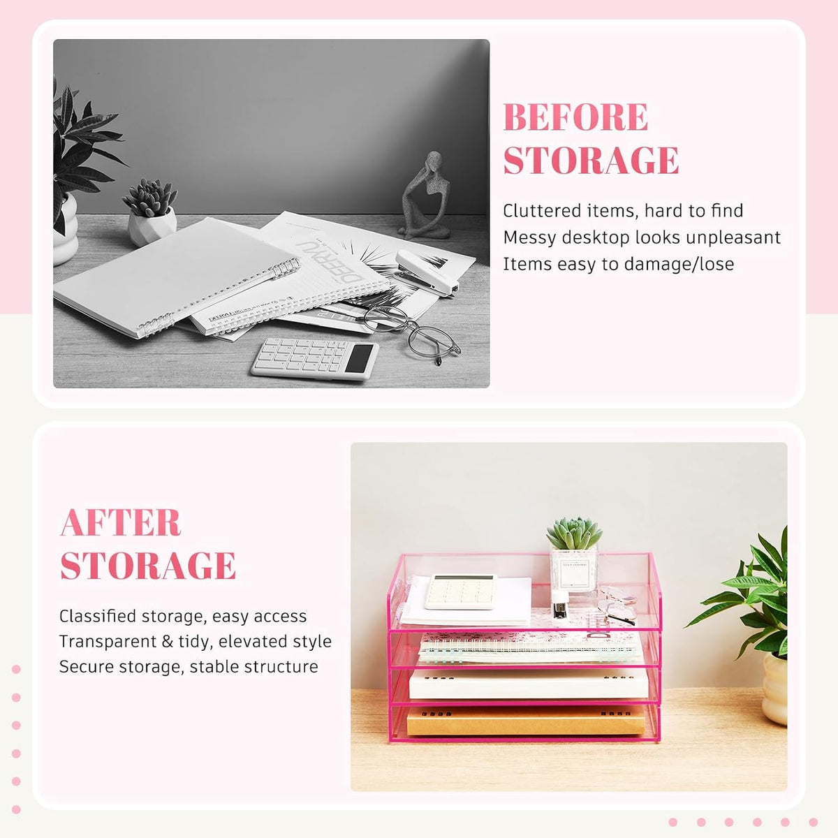 Harloon 4 Tier Paper Organizer Letter Tray Acrylic Desk File Organizer