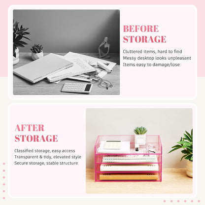 Harloon 4 Tier Paper Organizer Letter Tray Acrylic Desk File Organizer
