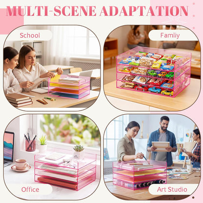 Harloon 4 Tier Paper Organizer Letter Tray Acrylic Desk File Organizer