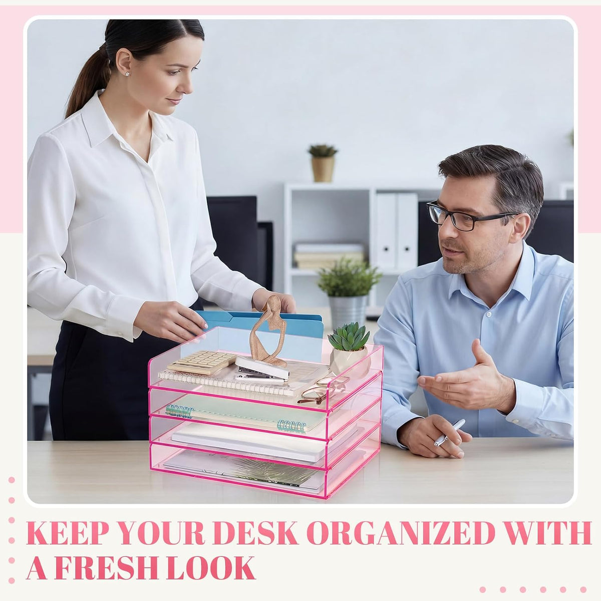 Harloon 4 Tier Paper Organizer Letter Tray Acrylic Desk File Organizer
