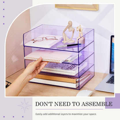 Harloon 4 Tier Paper Organizer Letter Tray Acrylic Desk File Organizer