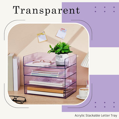 Harloon 4 Tier Paper Organizer Letter Tray Acrylic Desk File Organizer