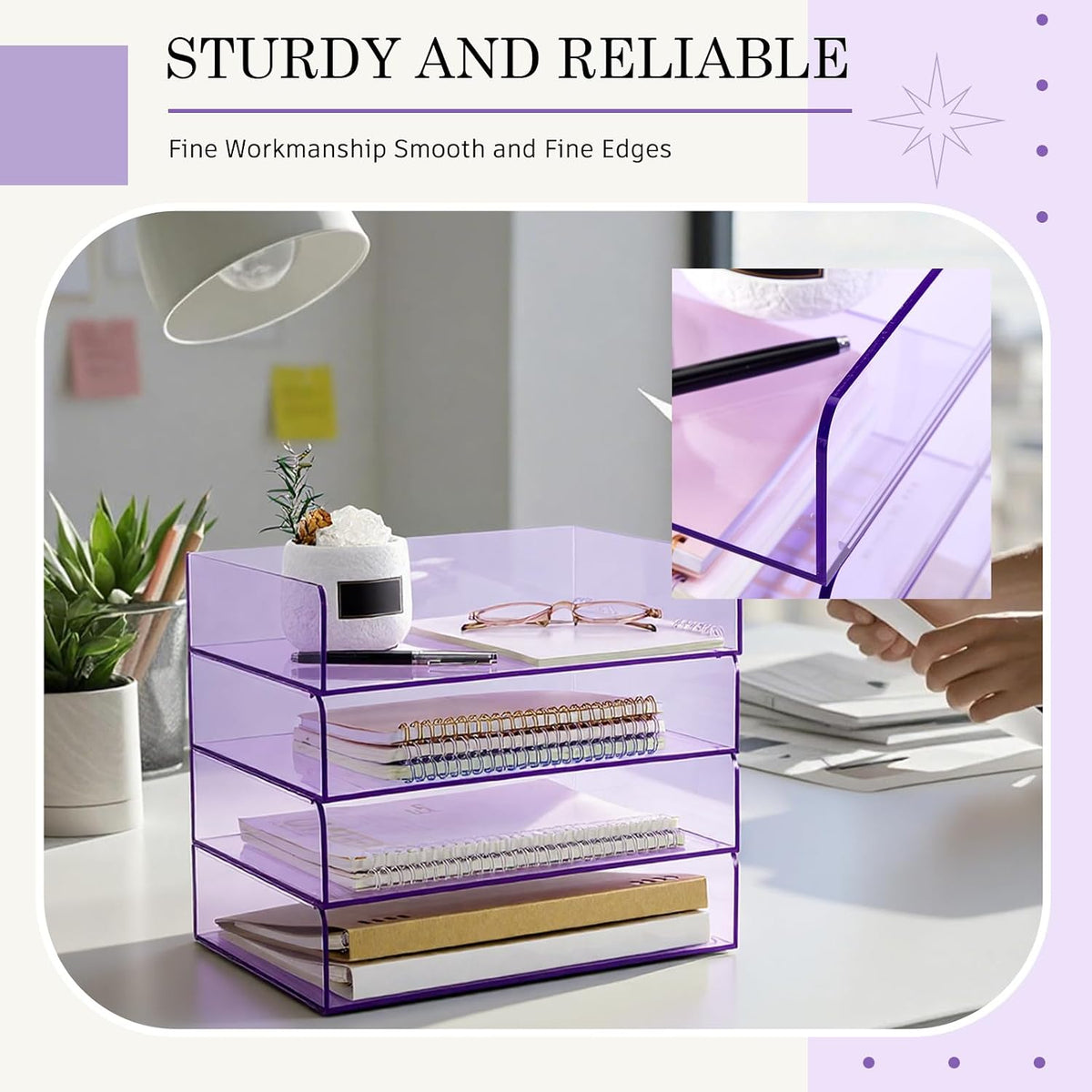 Harloon 4 Tier Paper Organizer Letter Tray Acrylic Desk File Organizer