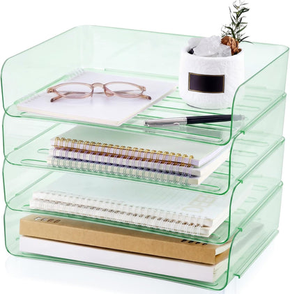 Harloon 4 Tier Paper Organizer Letter Tray Acrylic Desk File Organizer