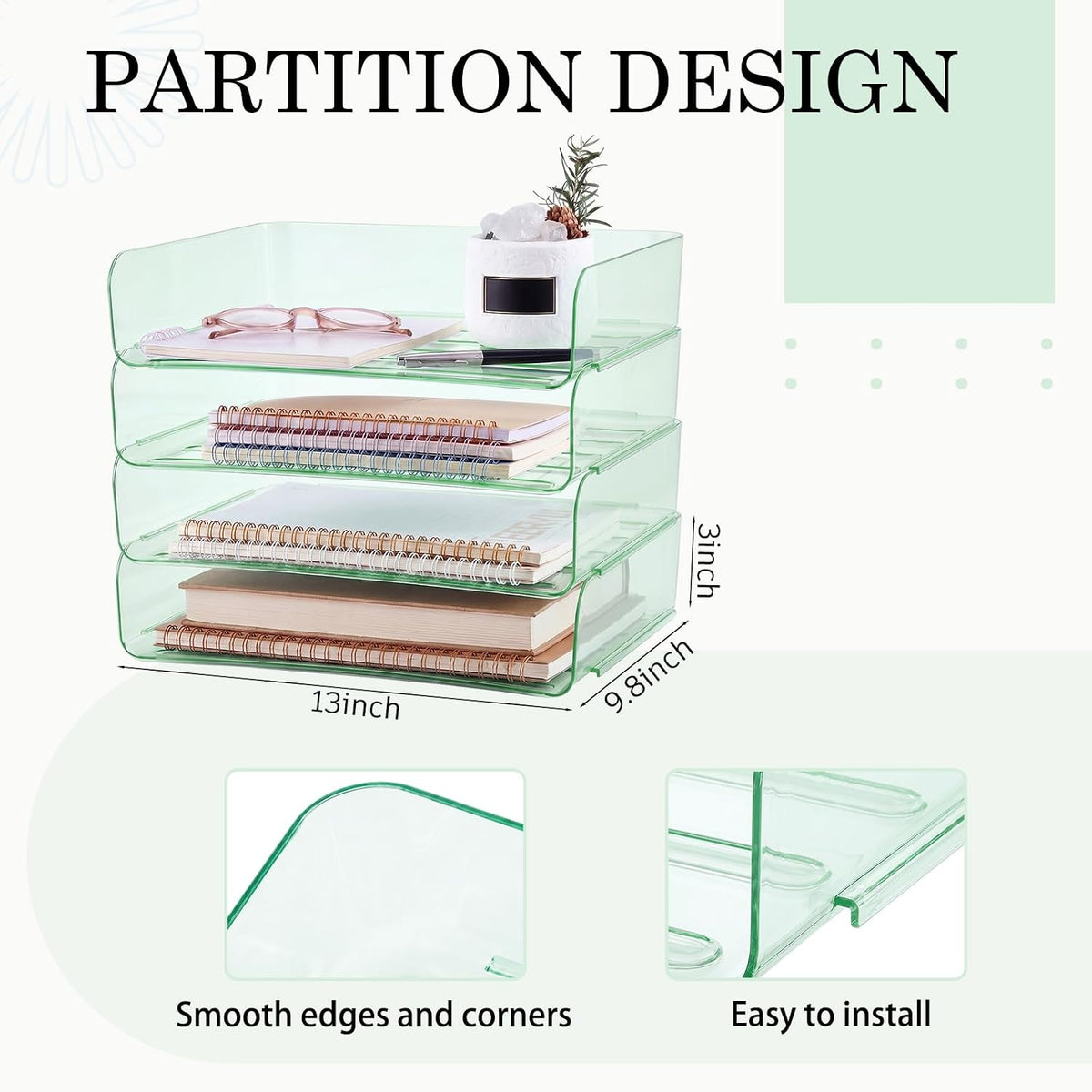 Harloon 4 Tier Paper Organizer Letter Tray Acrylic Desk File Organizer