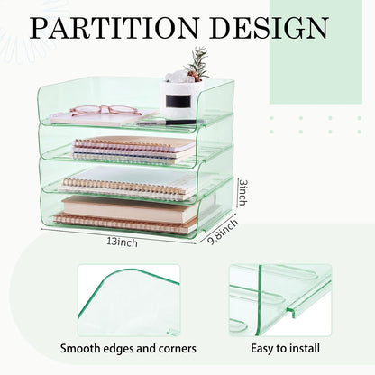 Harloon 4 Tier Paper Organizer Letter Tray Acrylic Desk File Organizer