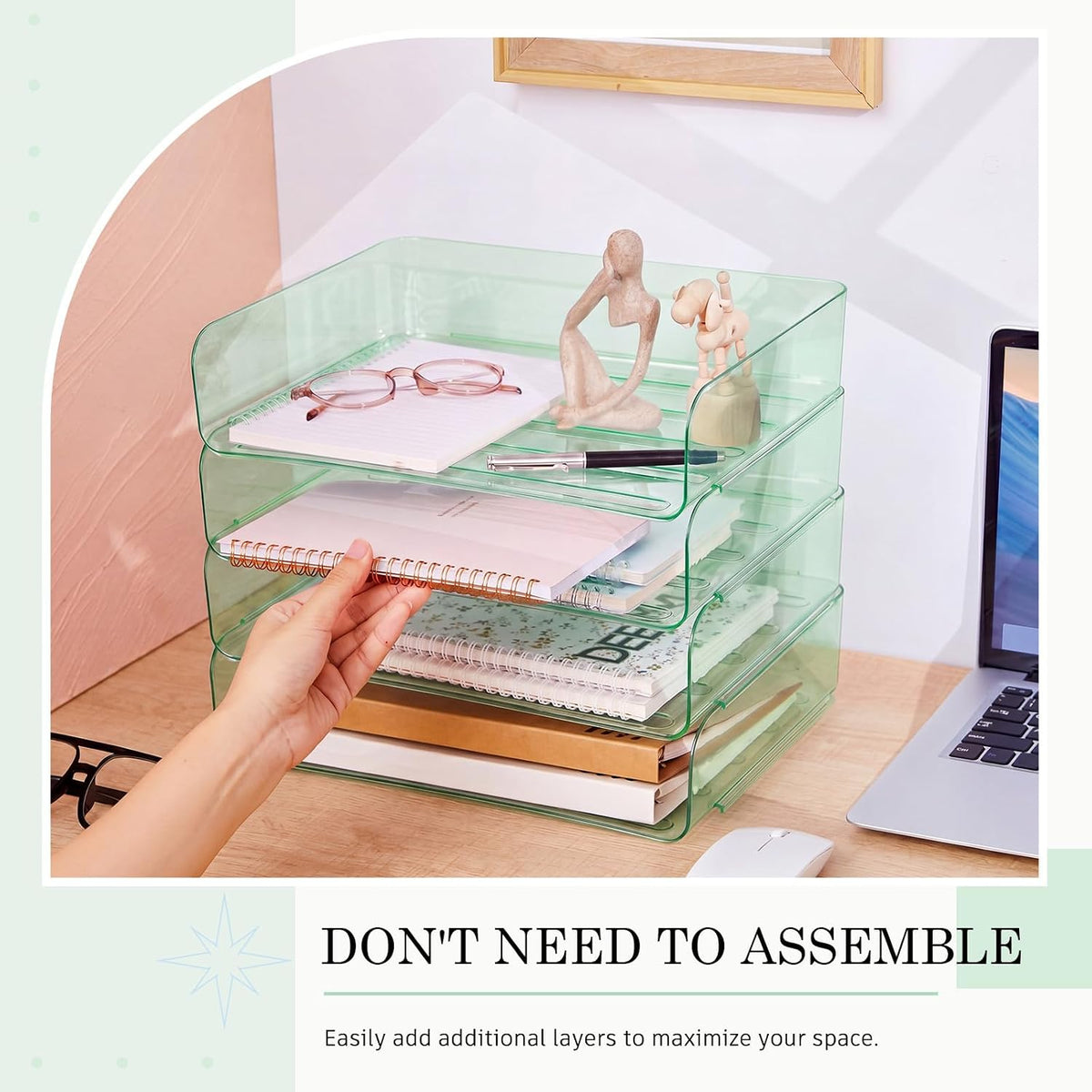 Harloon 4 Tier Paper Organizer Letter Tray Acrylic Desk File Organizer