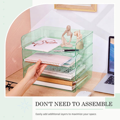 Harloon 4 Tier Paper Organizer Letter Tray Acrylic Desk File Organizer