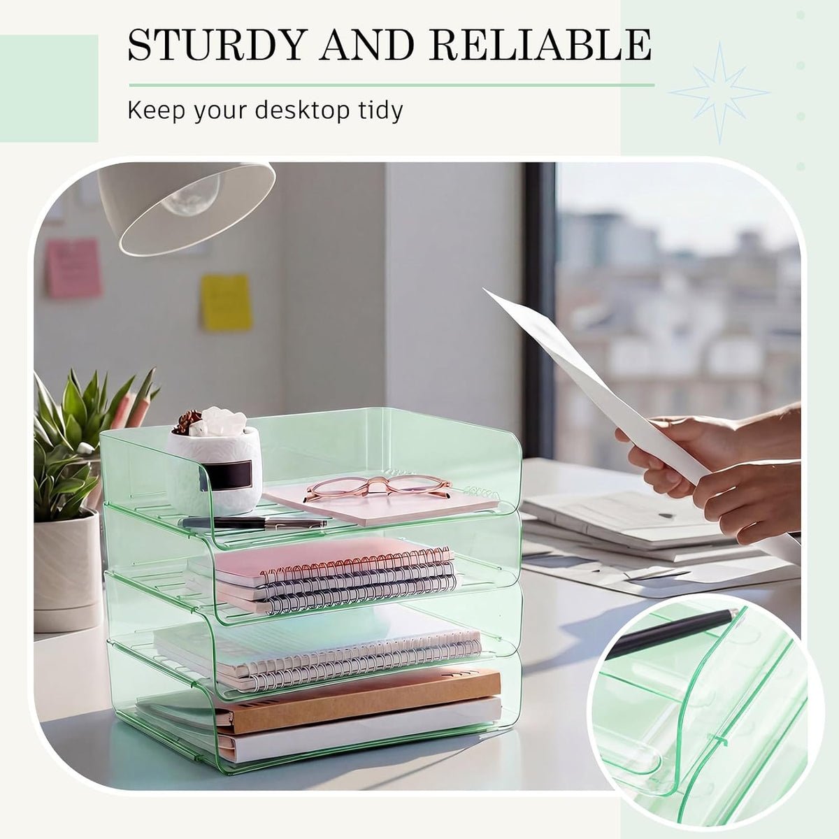 Harloon 4 Tier Paper Organizer Letter Tray Acrylic Desk File Organizer