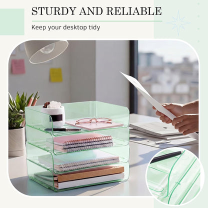 Harloon 4 Tier Paper Organizer Letter Tray Acrylic Desk File Organizer