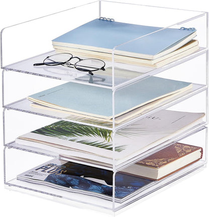 Harloon 4 Tier Paper Organizer Letter Tray Acrylic Desk File Organizer